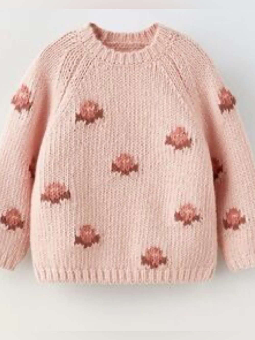 Zara Pink Knit Sweater with Rose Dot Motif